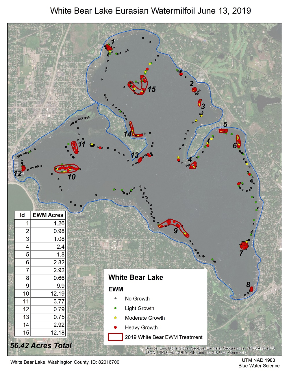 White Bear Lake EWM Treatment Map June 13 2019
